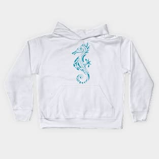 Seahorse turquoise tattoo Kids Hoodie